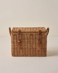 VND0092 Melrose International, LLC Reid Woven Storage Trunk with Leather Handles