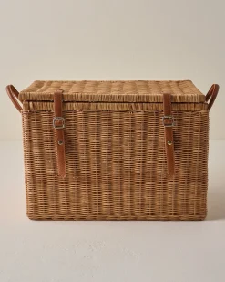 VND0092 Melrose International, LLC Reid Woven Storage Trunk with Leather Handles