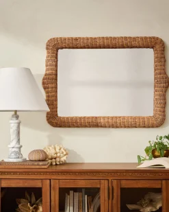 VND7018 Makerspalm, LLC Robin Woven Rattan Mirror