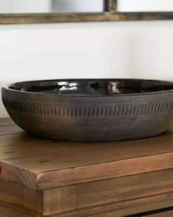 VND7005 Ganesh Creations Rustic Black Clay Accent Bowl