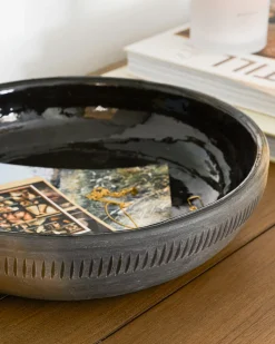 VND7005 Ganesh Creations Rustic Black Clay Accent Bowl