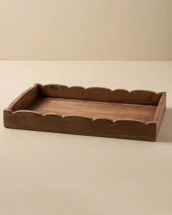 VND7974 Guru Creations Scalloped Antiqued Wood Tray