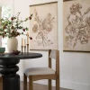 VND0164 Creative Co-op Inc Set of II Vintage Floral Sketch Tapestry