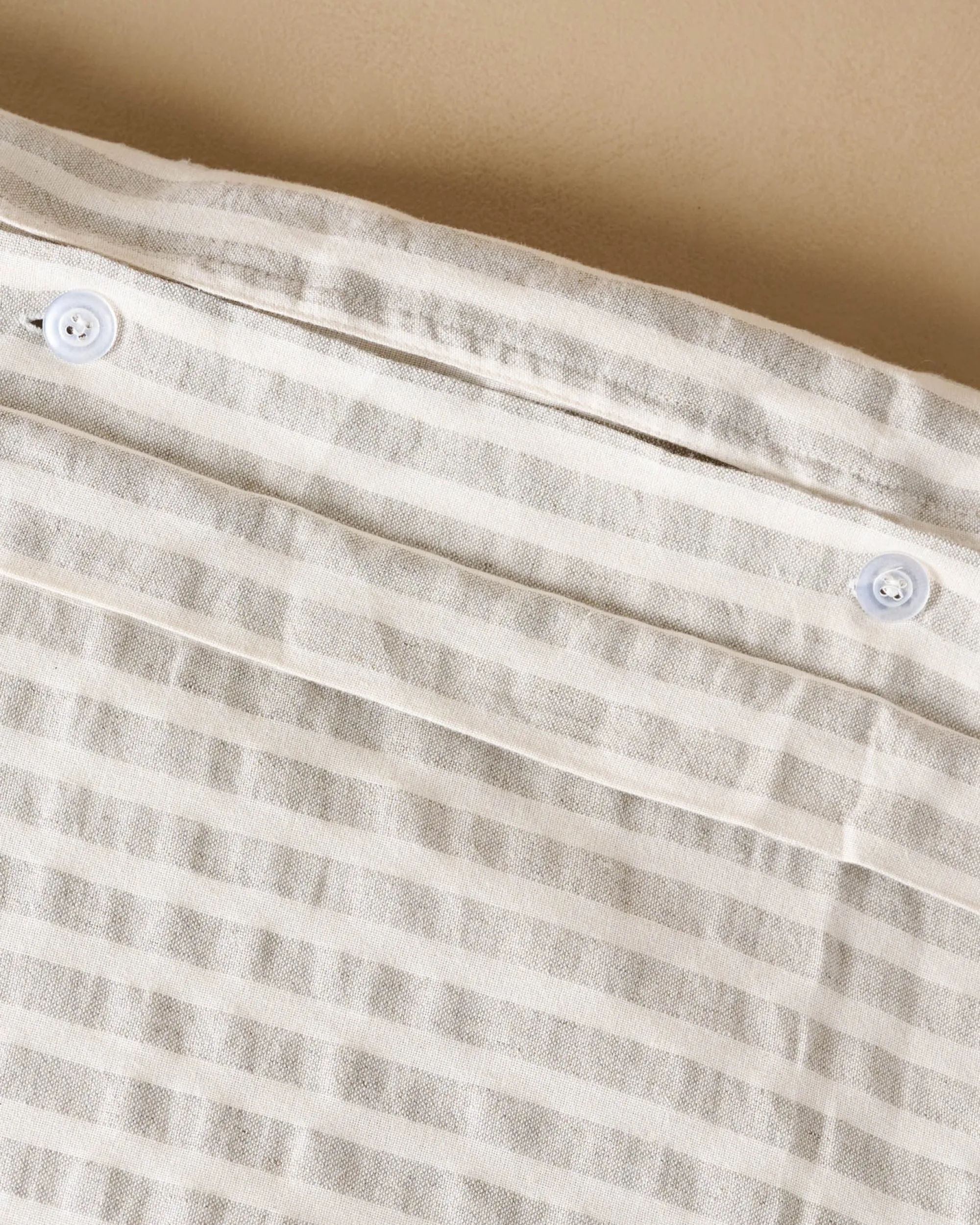 VND7018 Makerspalm, LLC Shadow Grey + Antique White Stripe Linen Cotton Duvet Cover