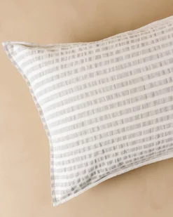VND7018 Makerspalm, LLC Shadow Grey + Antique White Stripe Linen Cotton Pillow Sham