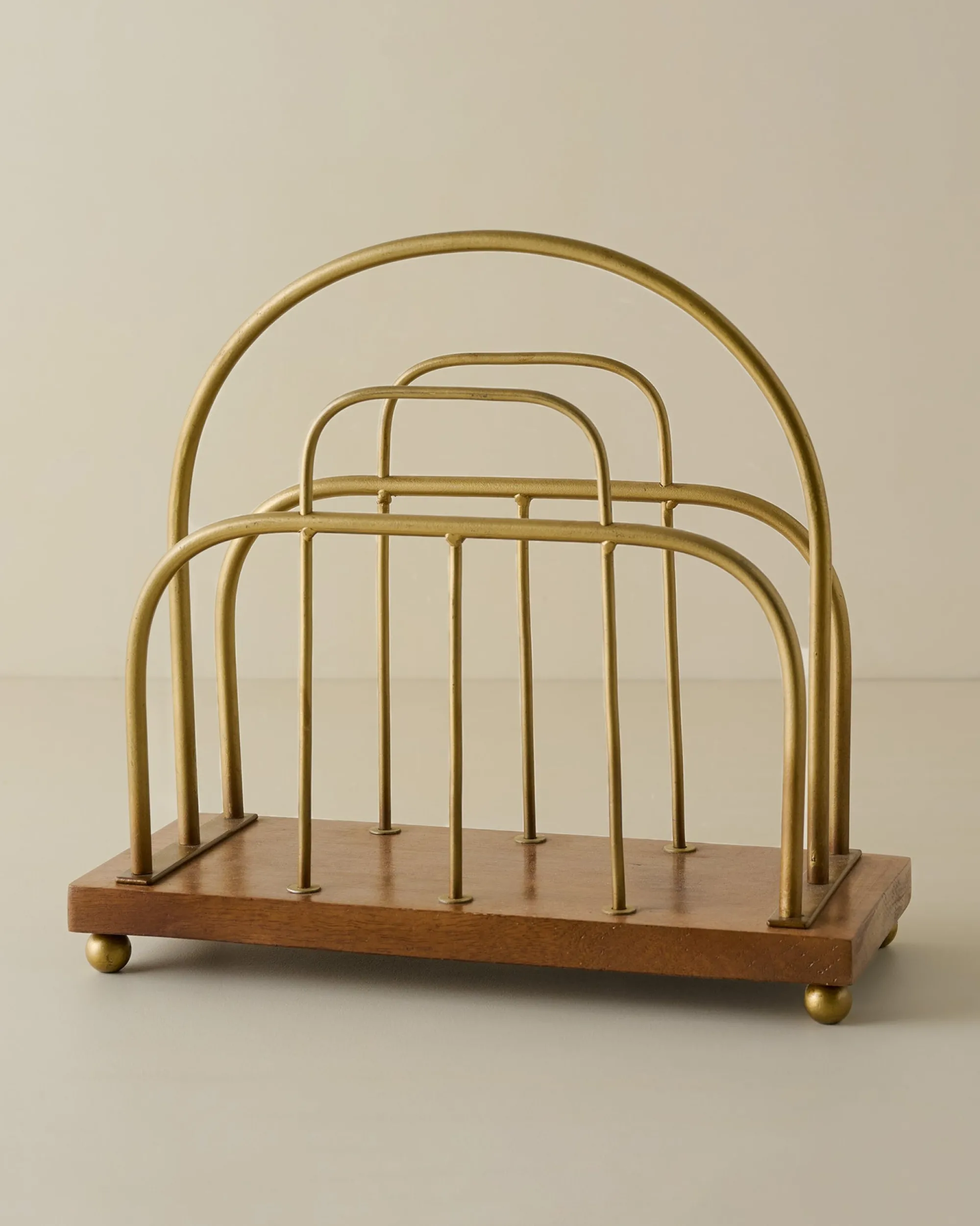 VND7974 Guru Creations Short Antique Brass and Wood Media Stand