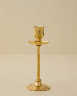 VND8550 FINE ARTS AND CRAFTS Solid Brass Floral Taper Holder