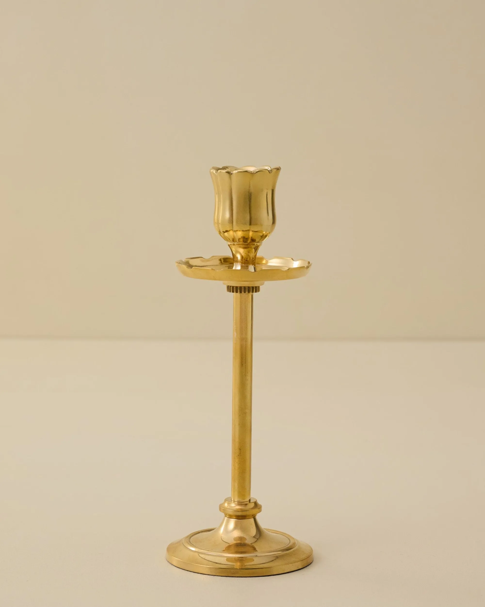 VND8550 FINE ARTS AND CRAFTS Solid Brass Floral Taper Holder