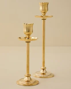 VND8550 FINE ARTS AND CRAFTS Solid Brass Floral Taper Holder