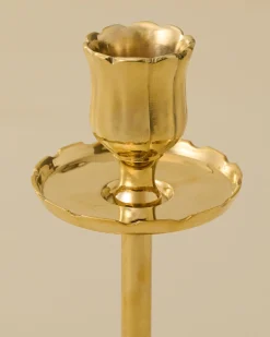 VND8550 FINE ARTS AND CRAFTS Solid Brass Floral Taper Holder