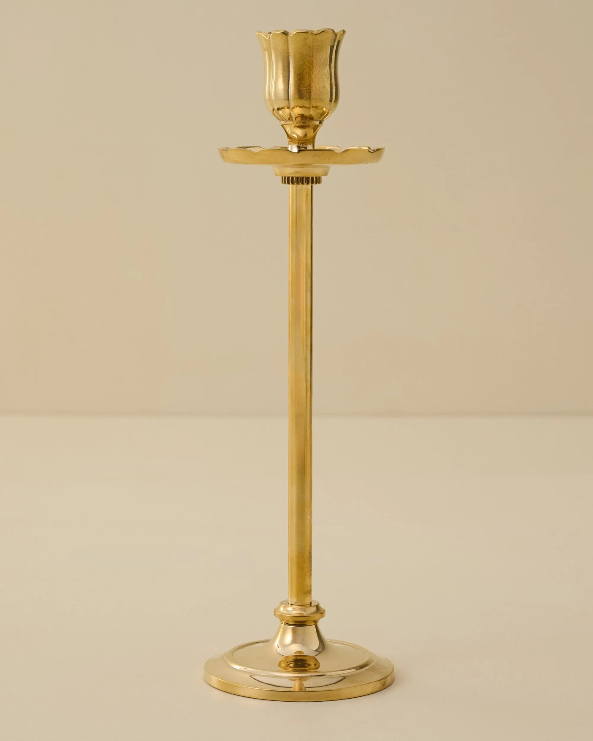 VND8550 FINE ARTS AND CRAFTS Solid Brass Floral Taper Holder