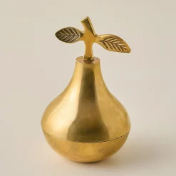 VND6624 GULATI EXPORTS Solid Brass Pear Trinket Box