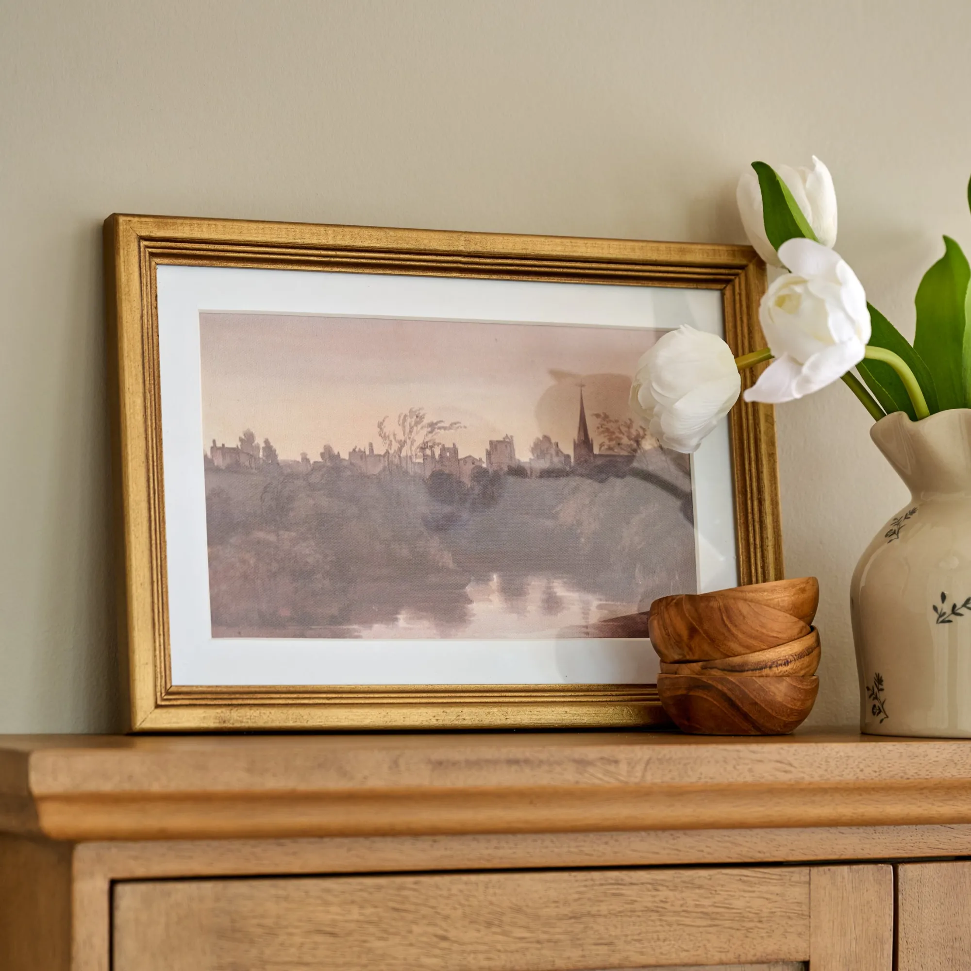 VND0164 Creative Co-op Inc Steeple On the Water Framed Print