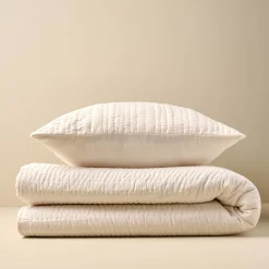 VND6843 KARUR GOLDLINE EXPORTS LLP Stonewashed Pebbled Quilt Pillow Sham - Whitecap Grey