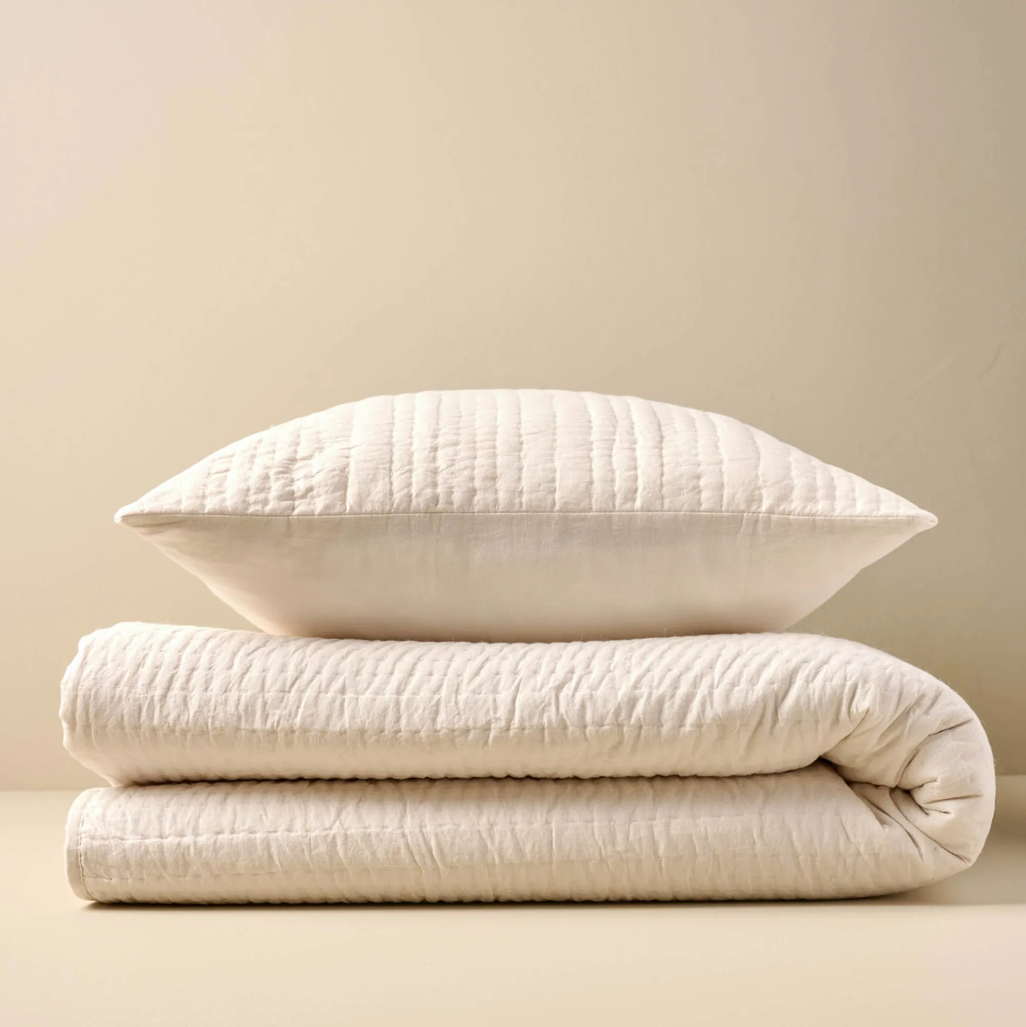 VND6843 KARUR GOLDLINE EXPORTS LLP Stonewashed Pebbled Quilt Pillow Sham - Whitecap Grey