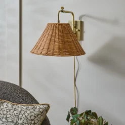 VND6475 StyleCraft Home Collection Tapered Rattan Swivel Plug-In Sconce