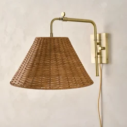 VND6475 StyleCraft Home Collection Tapered Rattan Swivel Plug-In Sconce