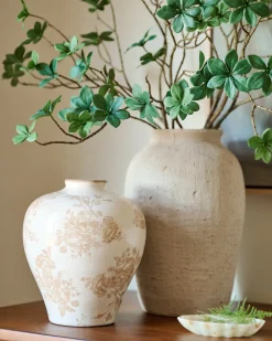 VND0078 K & K Interiors, Inc. Taupe Distressed Floral Vase