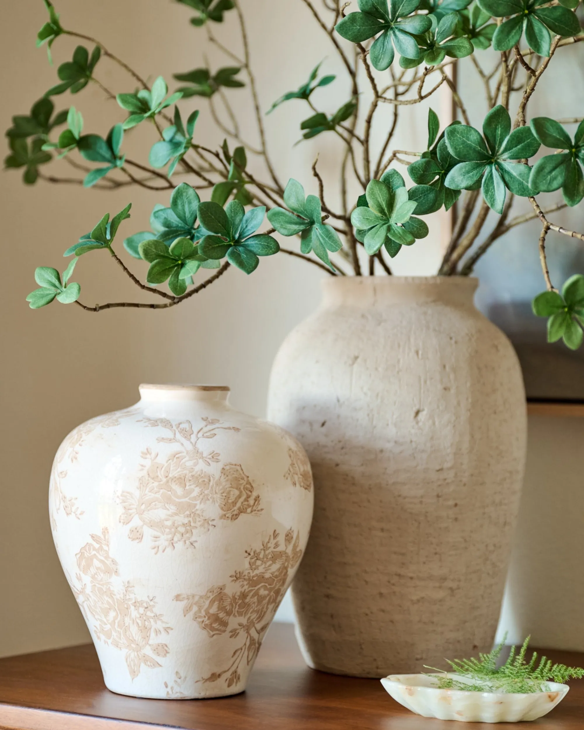 VND0078 K & K Interiors, Inc. Taupe Distressed Floral Vase
