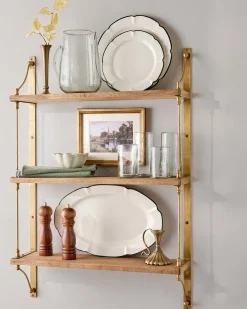 VND6622 ARVIND EXPO-CRAFTS Triple Parker Brass and Wood Shelf