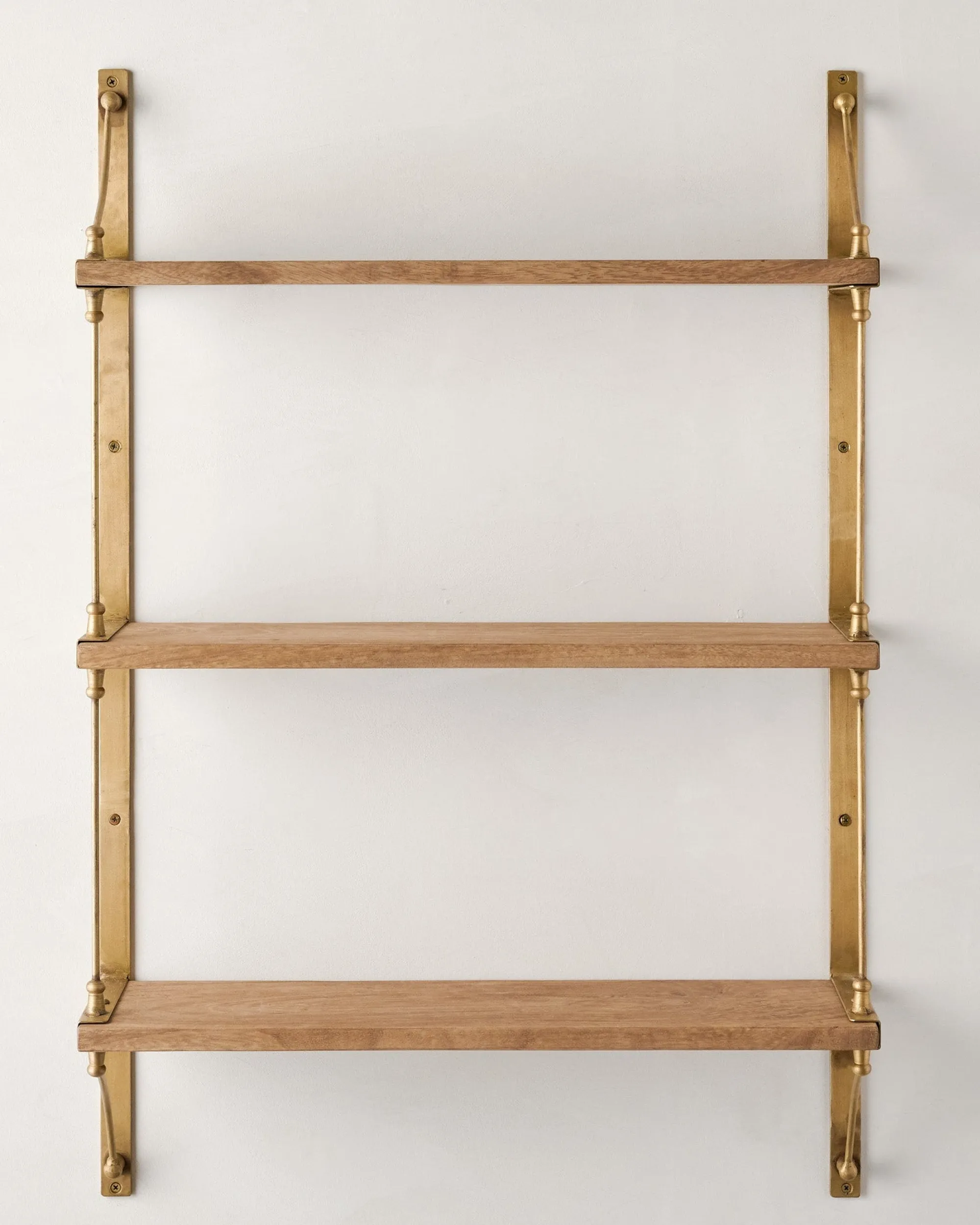 VND6622 ARVIND EXPO-CRAFTS Triple Parker Brass and Wood Shelf