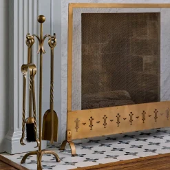 VND0164 Creative Co-op Inc Twisted Antique Brass Fireplace Tool Set