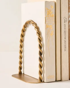 VND8957 ORNATE EXIM HOME PVT LTD Twisted Vintage-Inspired Brass Bookends