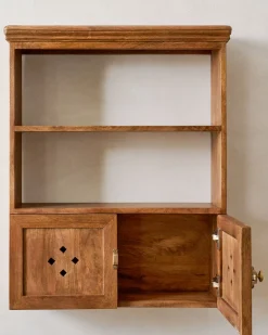 VND7974 Guru Creations Vaughn Antiqued Wood Shelf with Doors