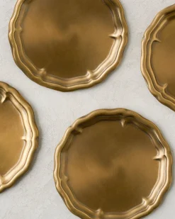 VND7371 True Home Decor Pvt Ltd Vintage-Inspired Brass Coaster Set of Four