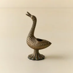 VND6714 BRASAGE Vintage Inspired Brass Duck Taper Holder