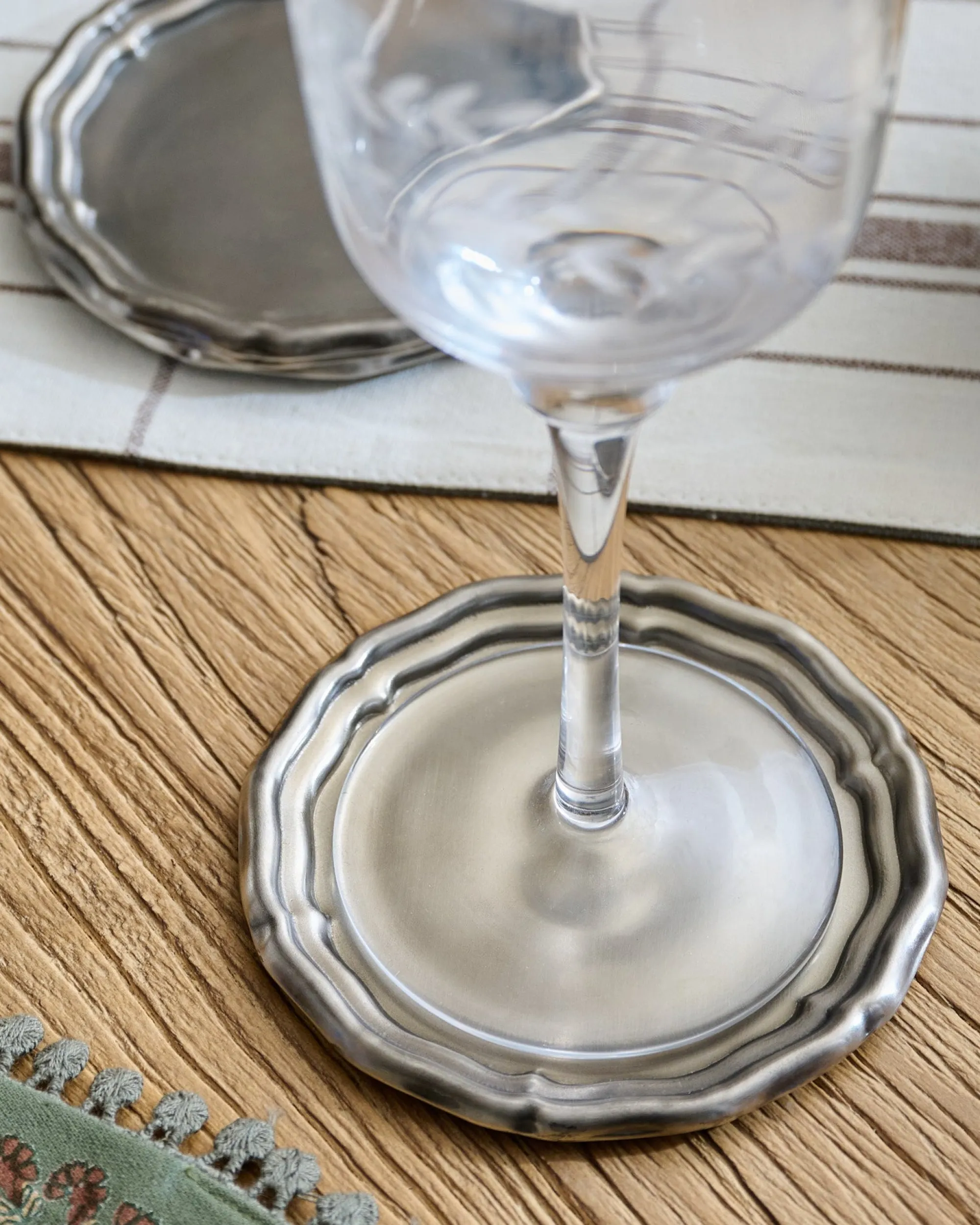 VND7371 True Home Decor Pvt Ltd Vintage-Inspired Pewter Coaster Set