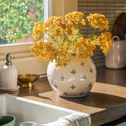 Magnolia Vintage Inspired Vase + Queen Anne Lace Bush Bundle