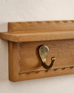 VND8329 Craftmachine India Pvt Ltd Wade Wood Wall Shelf with Hooks