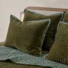 Magnolia Winter Moss Audrey Velvet Block Print Quilt + Sham Set (Queen)