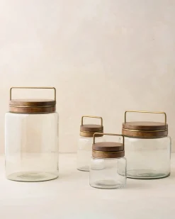 VND7371 True Home Decor Pvt Ltd Wood with Antique Brass Canister