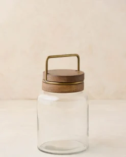 VND7371 True Home Decor Pvt Ltd Wood with Antique Brass Canister