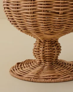 VND7018 Makerspalm, LLC Woven Rattan Footed Vessel