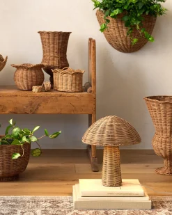 VND7018 Makerspalm, LLC Woven Rattan Footed Vessel