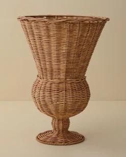 VND7018 Makerspalm, LLC Woven Rattan Footed Vessel