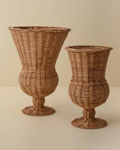 VND7018 Makerspalm, LLC Woven Rattan Footed Vessel