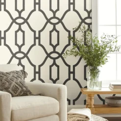 VND2730 York Wallcoverings Woven Trellis Wallpaper